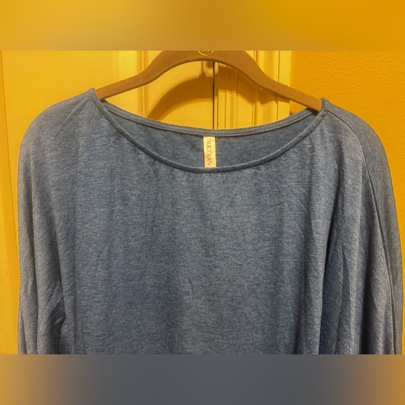 Sucolan Blue Women’s Oversized Fall Fashion Trendy Shirt Ruffle Long Sleeve Sz L - Picture 6 of 13